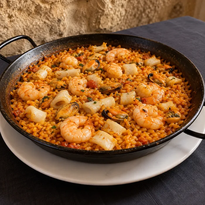 Senyoret rice with peeled seafood — Restaurante Gaudeix, Sagrada Familia, Barcelona